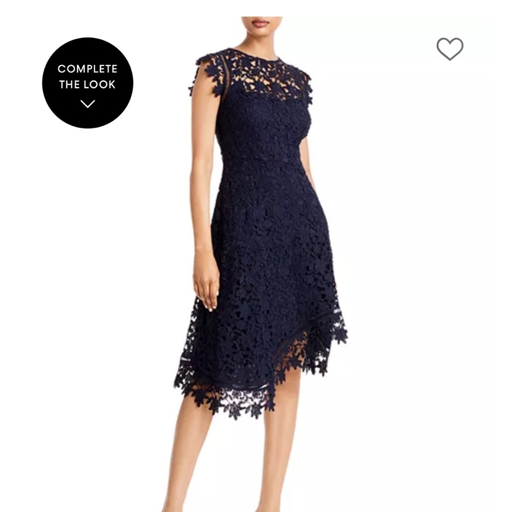 Eliza J Navy Floral Lace High-Low Cocktail Dress